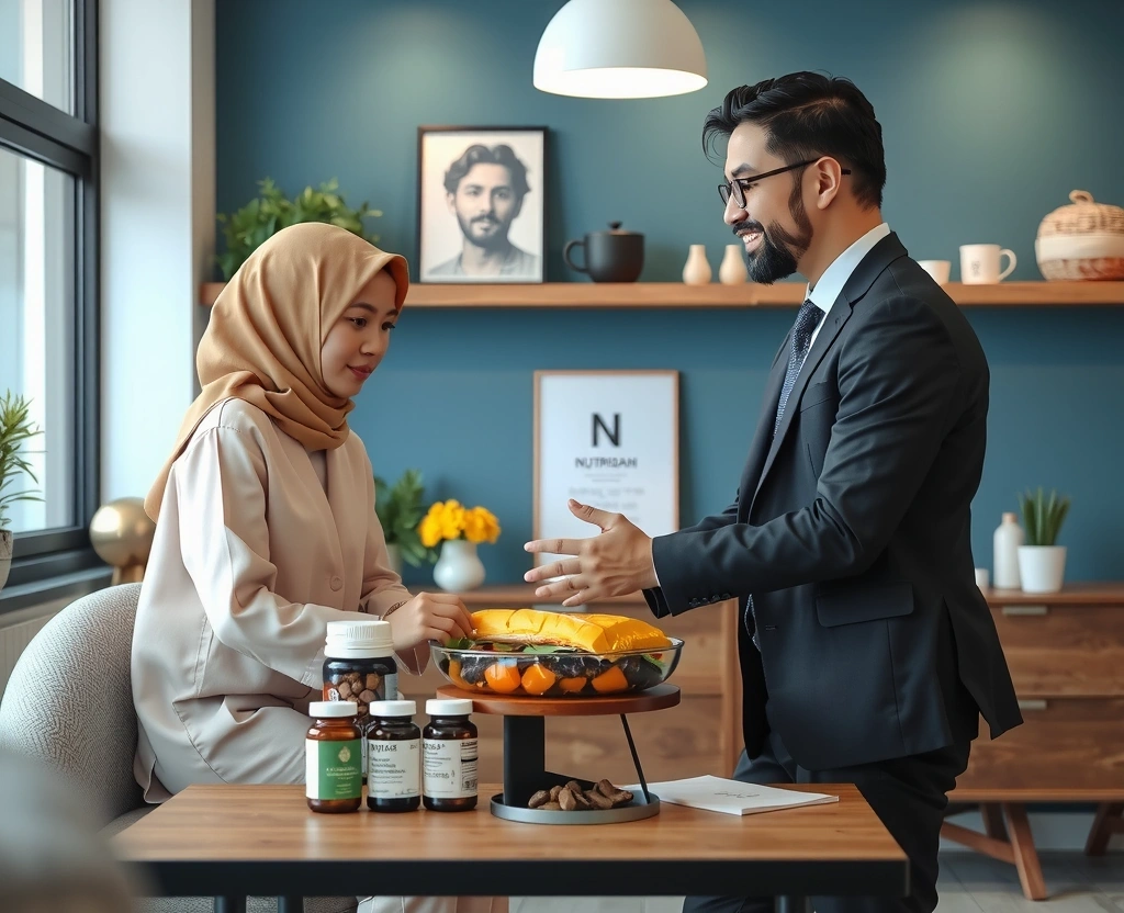 Nutritionist consultation with customer